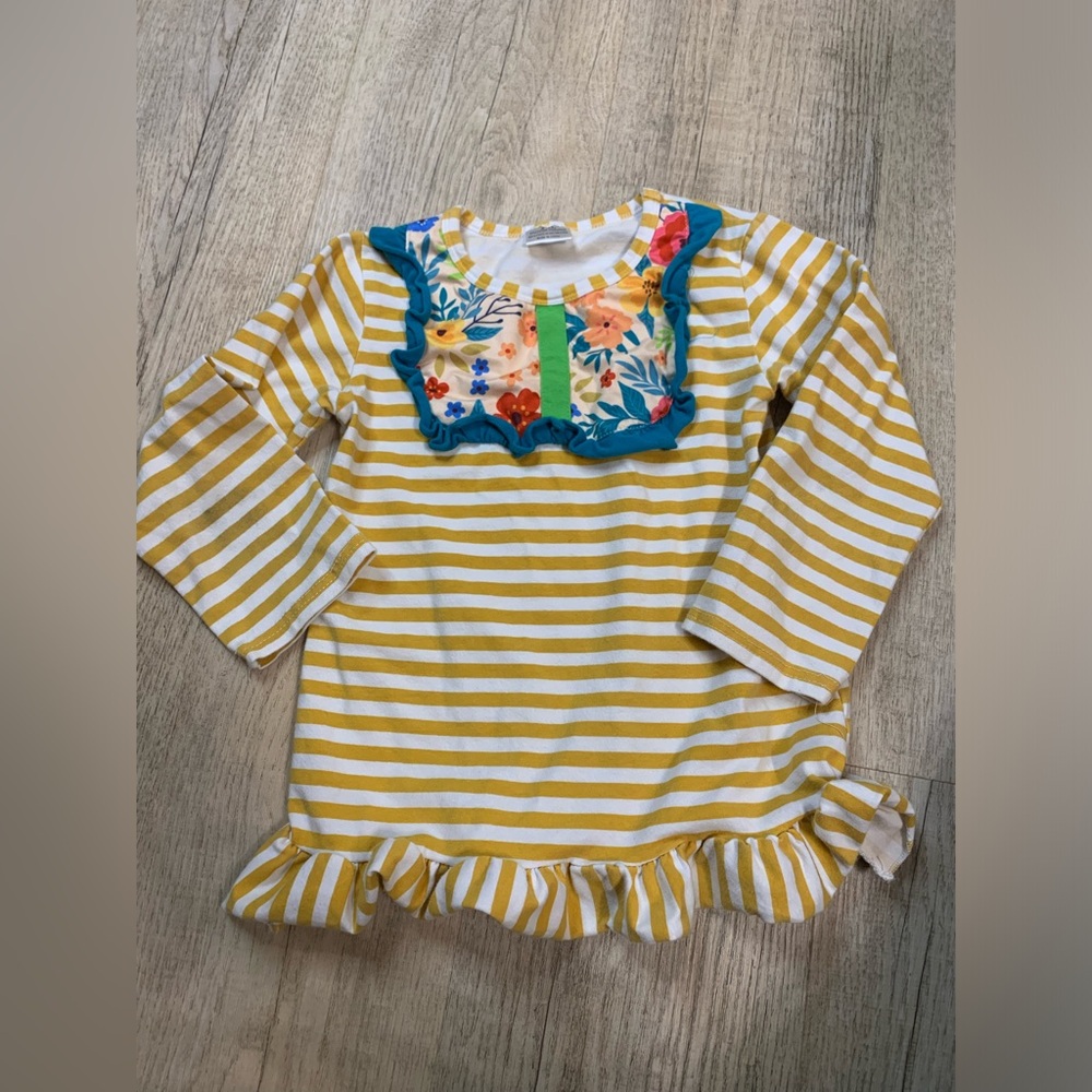 Girls Floral Fall outfit with ruffle shirt/ruffle pants matching set GIRLS 2XL - Picture 2 of 3